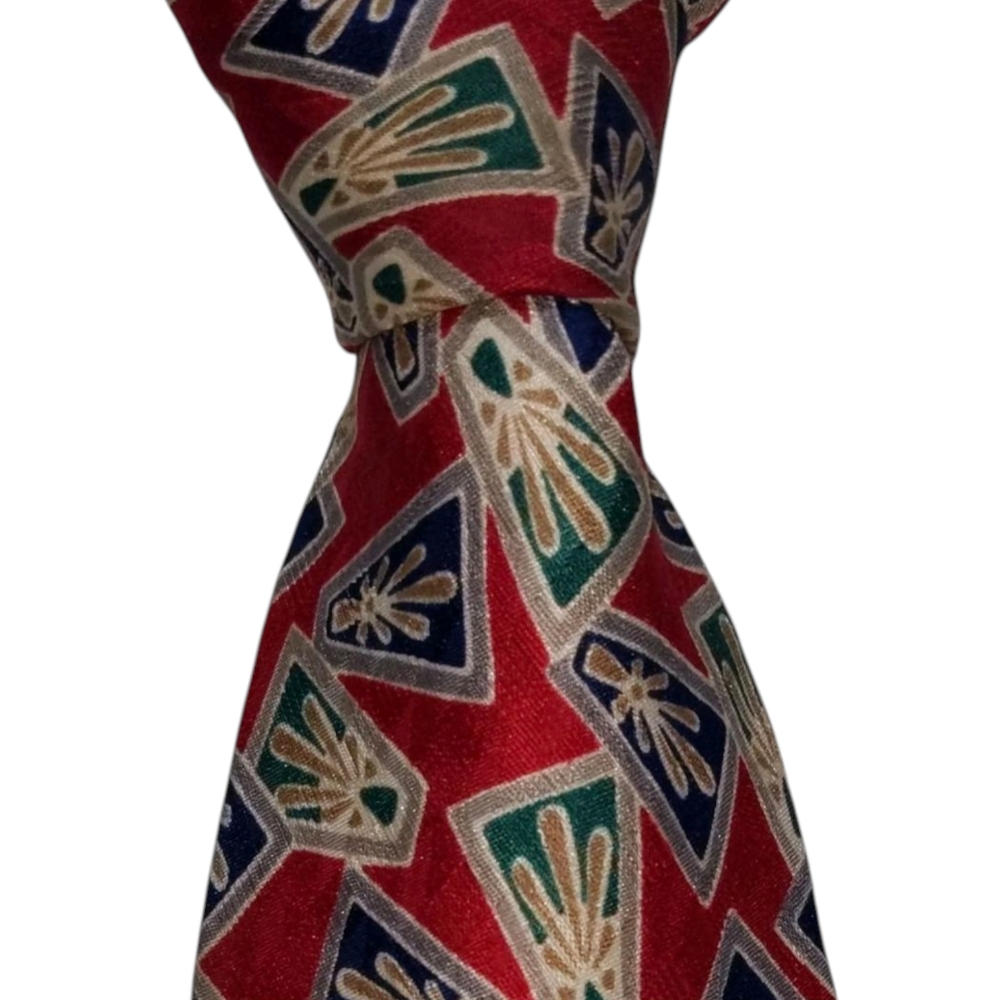 Jos A Bank Premier Collection Silk Necktie Men's Red Medallion Designer Tie EUC